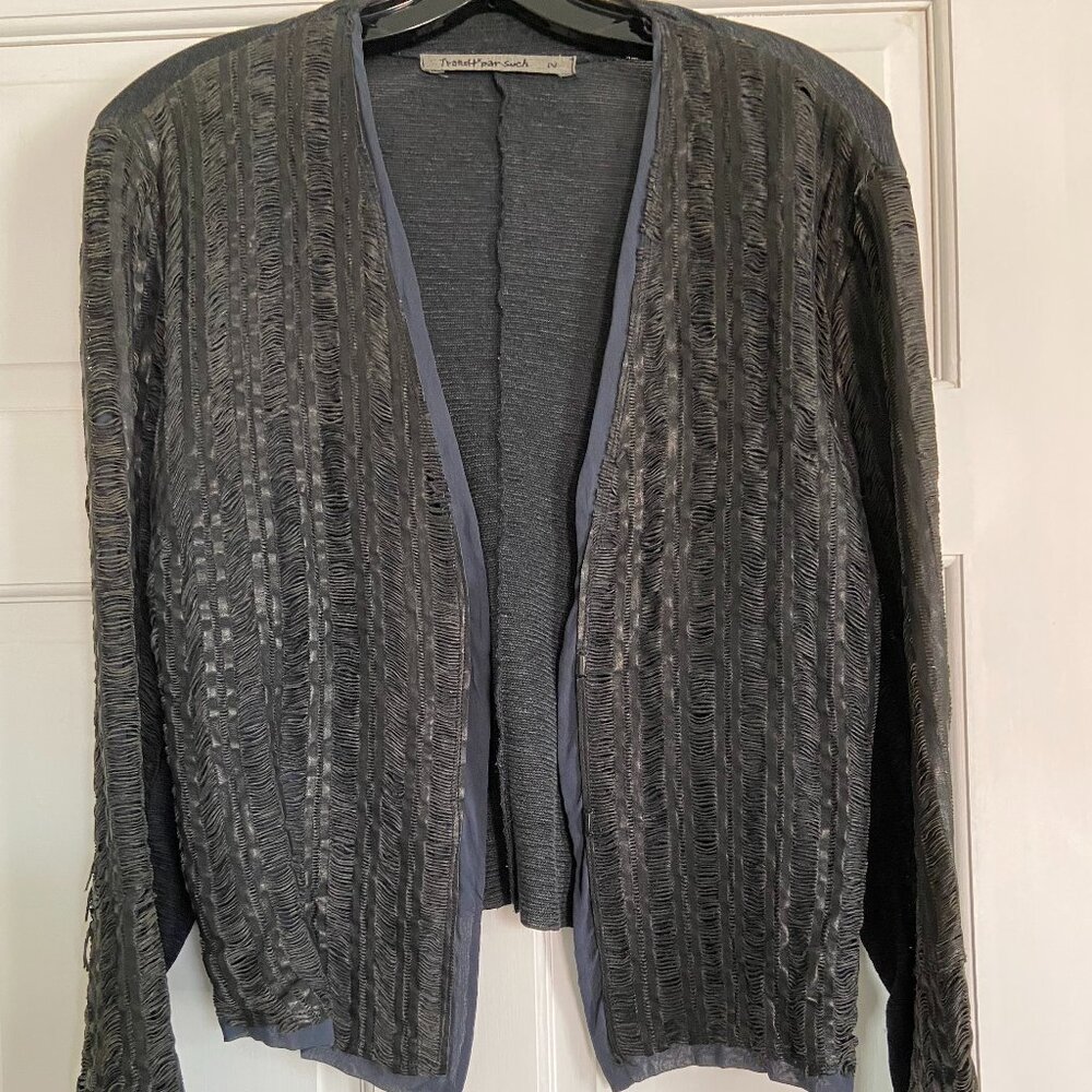 Transit Par Such Black Textured Leather Jacket - Size 2 (Medium)